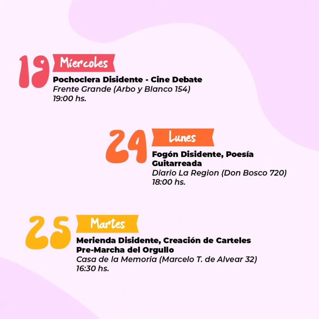 Mes del orgullo. agenda